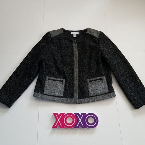 LIZ CLAIBORNE womens XL black & gray wool blend jacket - Picture 1 of 5